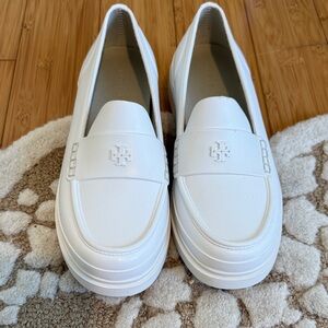 Tory Burch white rubber loafers NBW